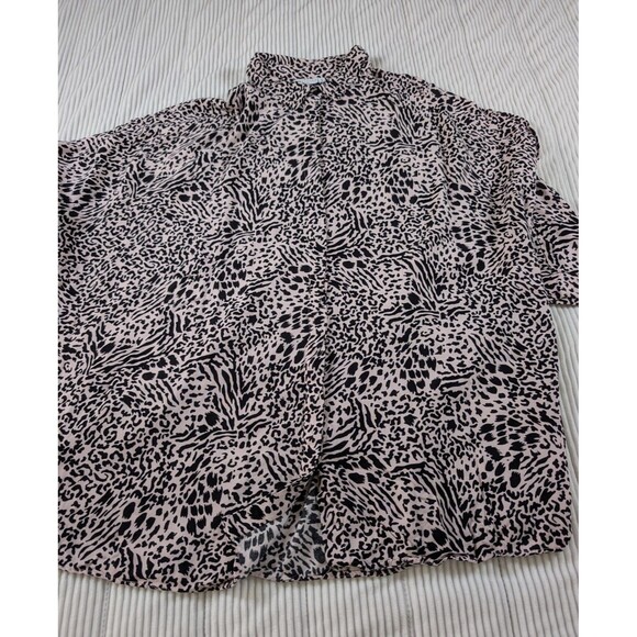ASOS Tunic Top Womens 12 Pink Black Animal Print Button Up Dolman - Picture 5 of 10